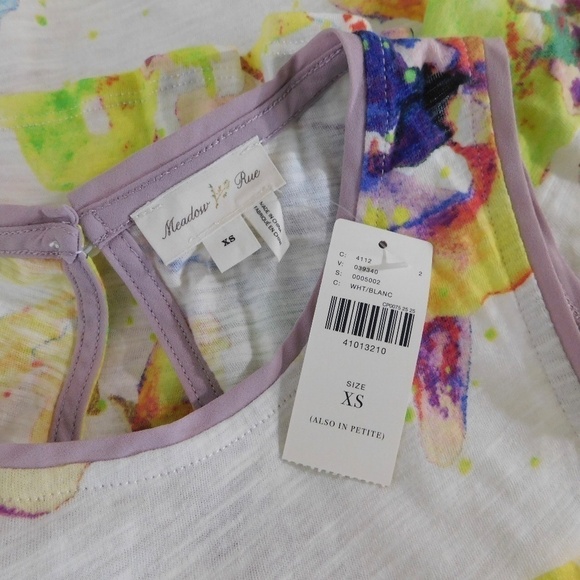 NWT!! Anthropologie MEADOW RUE Cantara Floral Knit Tiered Tank Top X-Small - Picture 12 of 15